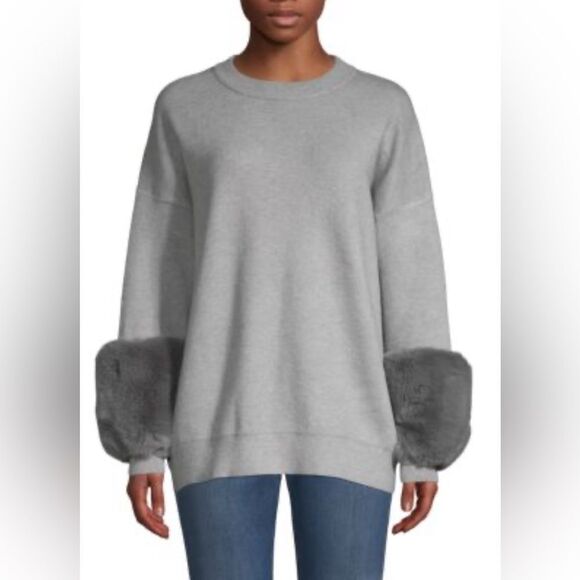 Saks Fifth Avenue Sweaters - Saks fifth avenue faux fur cuff sweater NWOT